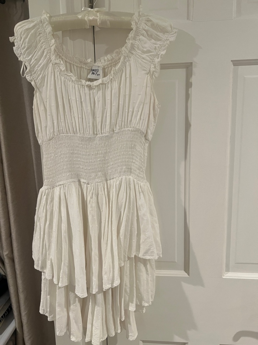 Princess Polly White Smocked Ruffle Tiered Dress